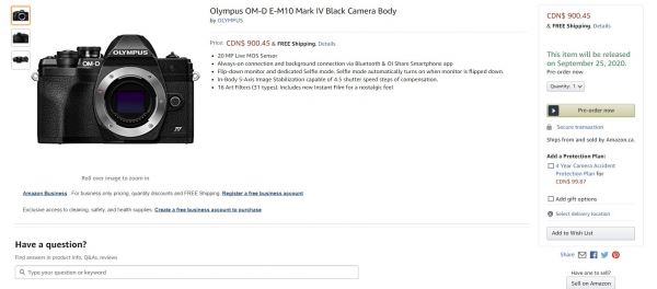 Amazon сообщили дату релиза Olympus OM-D E-M10 Mark IV